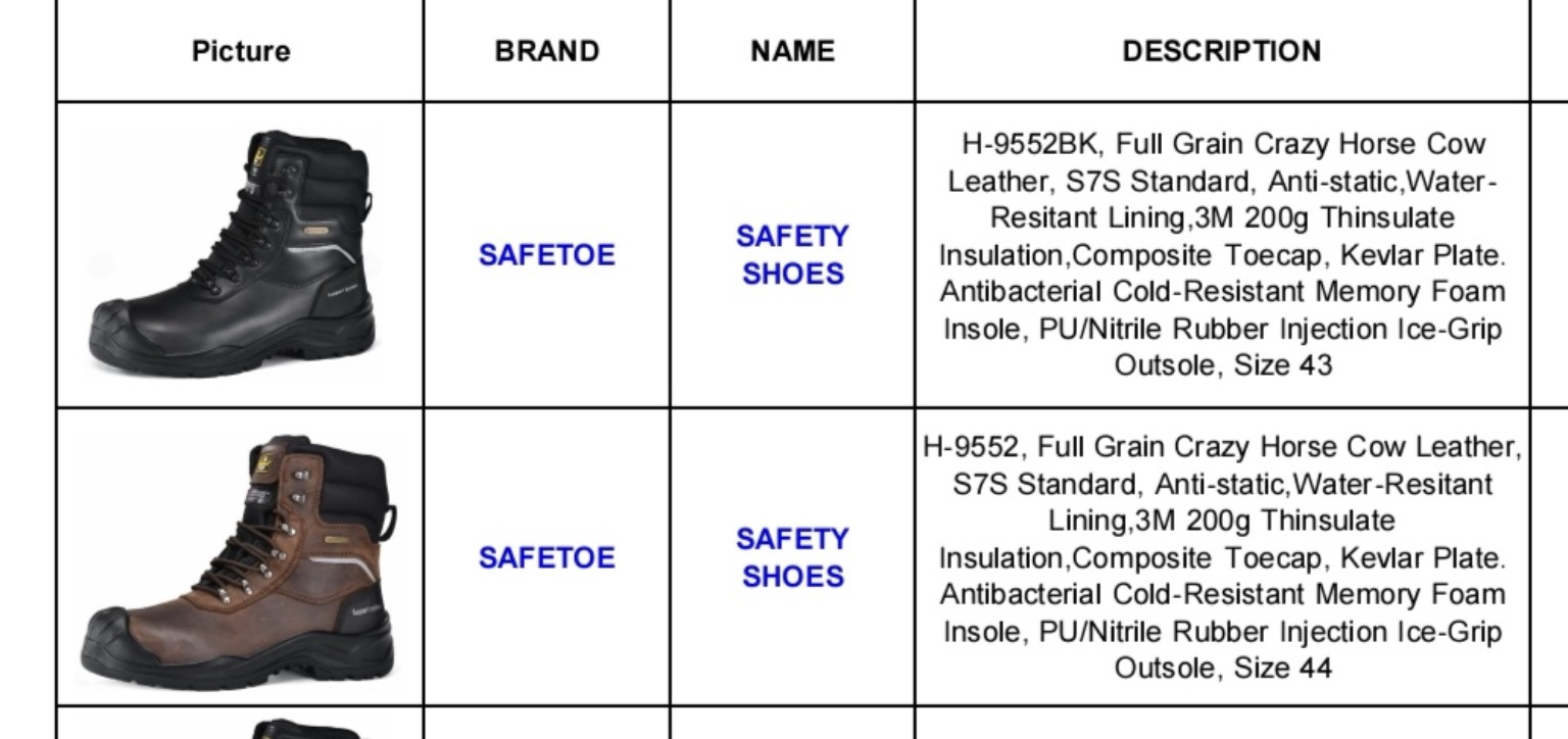SafeToe H-9552BK black winter safety boot